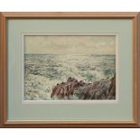 William John Caparne (British, 1856-1940), " Sea looking over rock Icart" , a pair, watercolour