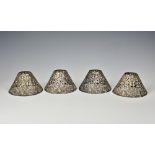 Two pairs of American silver candle shades, Gorham Co., 065 with anchor mark, c1900, the conical