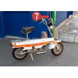 A Motobecane Motoconfort Moby X1 folding/suitcase moped, France 1971, white with orange central