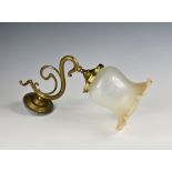 A set of six Art Nouveau style brass and etched glass wall lights, the sinuous, scrolled brass