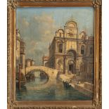 Italian School (19th century), Venetian canal with bridge , oil on canvas, unsigned, inscribed verso