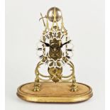 A brass skeleton clock with single fusee movement, late 19th century, unsigned, eight day, passing