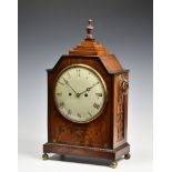 A William IV brass inlaid mahogany double fusee bracket clock, eight day twin train movement