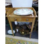 A small antique pine washstand with drawer, 61.5cm x 85cm high.,