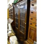 Oak half glazed 1920's display case with leaded doors 178.5cm x 91cm.