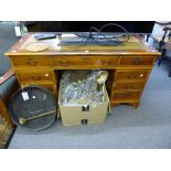 A vintage leather top pedestal desk.