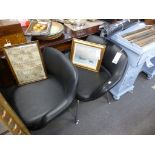 A pair of vintage style chrome and black vinyl chairs (2)