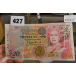 BRITISH BANKNOTE - Guernsey 'End of the First World War' Commemorative twenty pound (œ20) banknote,