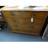 A late Victorian ash five drawer chest of drawers.