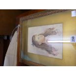 A late Victorian watercolour portrait of a girl, signed NB and dated 1891,