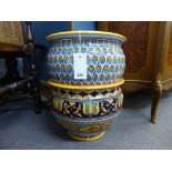 Two brightly handpainted plant pots, made in Italy (2)