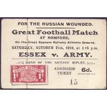 EPHEMERA : Great Britain football match ticket between Essex and the Army held in Romford on