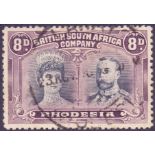 RHODESIA STAMPS : 1910 8d Black and Purple perf 13 1/2,