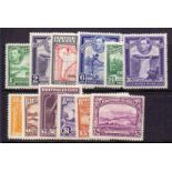 BRITISH GUIANA STAMPS : 1938 GVI mounted mint set of 12 to $3 SG 308a-319 Cat £110