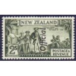 NEW ZEALAND STAMPS : 1937 2/- Olive Green Official perf 13x13 1/2,