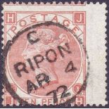 GREAT BRITAIN STAMPS : GB : 1867 10d Pale Red Brown (JH) very fine used cancelled by neat Ripon CDS