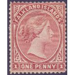 FALKLANDS STAMPS : 1878 QV 1d Claret,