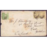 POSTAL HISTORY COVER : PERU, 1872 envelope from Callao, Peru to Leeds, England.