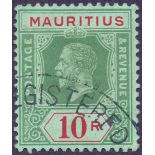 MAURITIUS STAMPS : 1913 GV 10r Green Red and Green Die I,