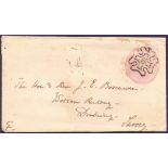 GREAT BRITAIN POSTAL HISTORY : QV Penny Pink postal stationery envelope with a fine & crisp "8" in