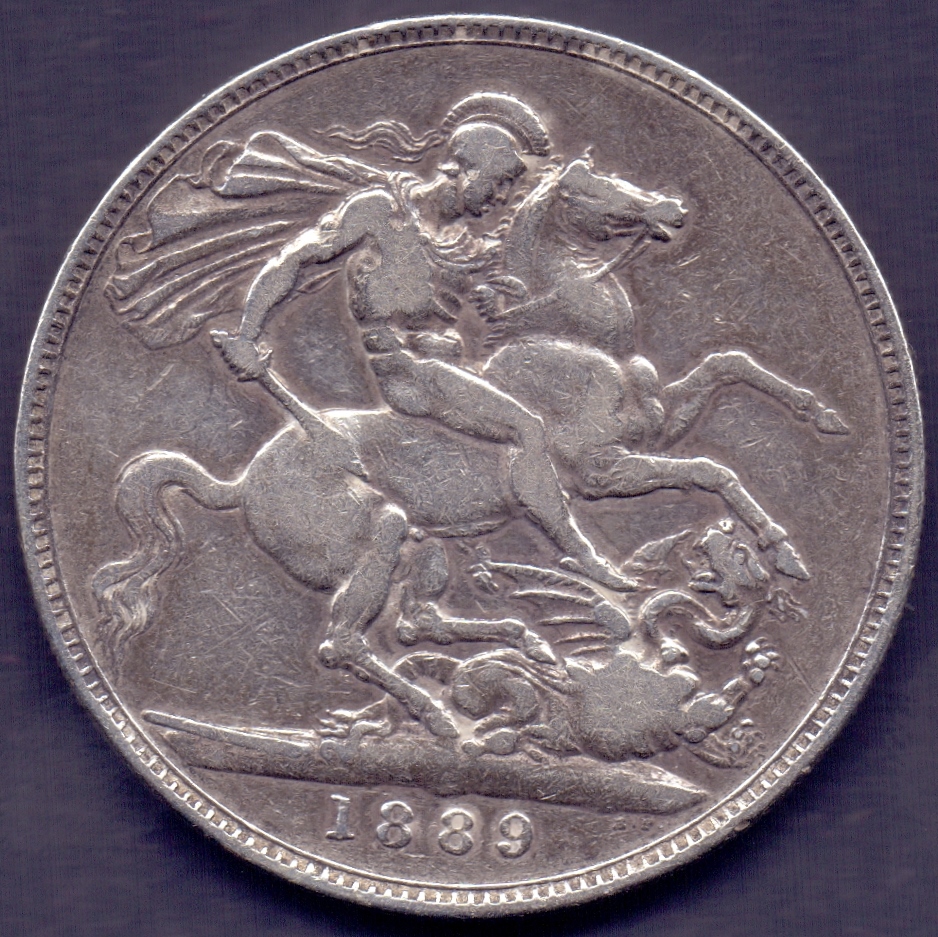 COINS : 1889 Great Britain Silver Crown, very good condition in plastic capsule. - Image 2 of 2