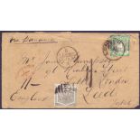 POSTAL HISTORY COVER : PERU, 1874 envelope from Callao, Peru to Leeds via Panama.