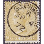 GREAT BRITAIN STAMPS : GB : 1867 9d Straw (MG) plate 4,