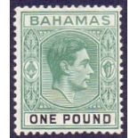 BAHAMAS STAMPS : 1938 £1 Deep Grey Green and Black,