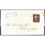 STAMPS : PENNY BLACK ON COVER : Plate 3 (AH),