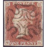 GREAT BRITAIN STAMPS : GB : 1841 1d Penny Red (QD) from Black Plate 10,