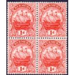 BERMUDA STAMPS : 1910 QV 1d Red, mint block of 4 with lower 2 stamps being U/M.