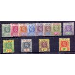 GAMBIA STAMPS : 1902 EDVII fine mounted mint set of 12 to 3/- SG 45-56 Cat £250