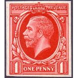 GREAT BRITAIN STAMPS : GB : 1934 1d Photogravure lightly mounted mint Imperf ESSAY, 4 margins.