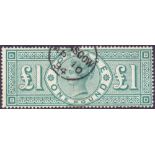 GREAT BRITAIN STAMPS : GB : 1891 £1 Green lettered (BD),