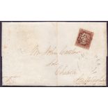 GREAT BRITAIN POSTAL HISTORY : 1843 Penny Red (3m) on entire wrapper from Norwich to Cheadle,