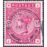 GREAT BRITAIN STAMPS : GB : 1884 5/- Crimson (JH) very fine used cancelled by "Continental Night