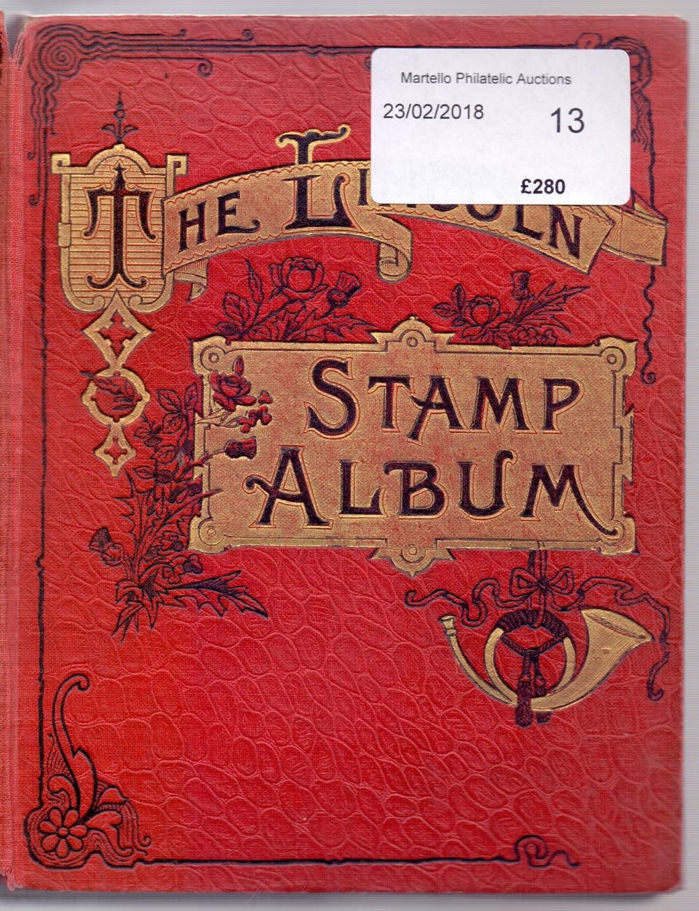 STAMPS : Pretty full red Lincoln All World album, appears to be all pre 1940 period.