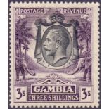 GAMBIA STAMPS : 1928 GV 3/- Slate Purple,