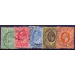 GREAT BRITAIN STAMPS : GB : 1911 Harrison perf 14 fine used set of 5 to 4d SG 267-278