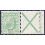 GREAT BRITAIN STAMPS : GB : 1902 1/2d Yellowish Green St Andrews Cross single,