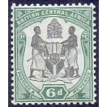 NYASALAND STAMPS : 1897 6d Black and Green,