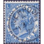 GREAT BRITAIN STAMPS : GB : 1867 2/- Deep Blue plate 1 (HL), fine used cancelled by Liverpool CDS .