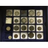 OLD COINS : two display cases with Great Britain coins mainly old silver coins,