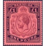 BERMUDA STAMPS : 1918 GV £1 Purple and Black Red,