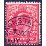 GREAT BRITAIN STAMP : SG : 1911 1d Aniline Rose very fine used SG 275a Cat £140