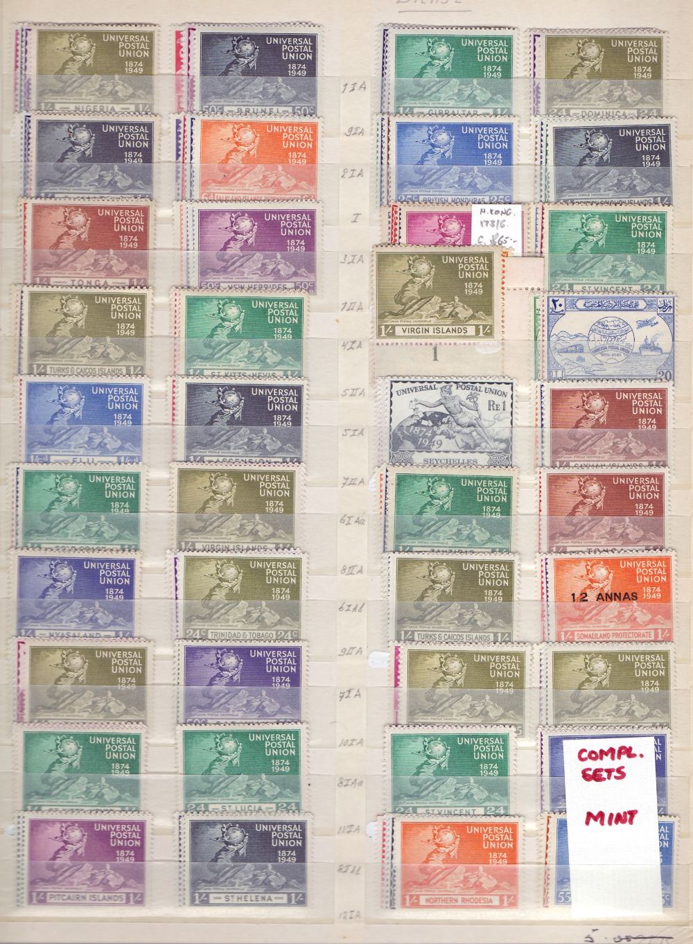 STAMPS : 1949 UPU British Commonwealth issues in stockbook.