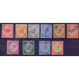 JAMAICA STAMPS : 1912 EDVII fine used set of 10 to 5/- SG 58-67 Cat £130