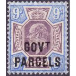 GREAT BRITAIN STAMPS : GB : 1902 9d Dull Purple and Blue, over printed GOVT PARCELS,