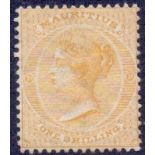 MAURITIUS STAMPS : 1872 1/- Orange,