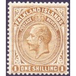 FALKLANDS STAMPS : 1912 GV 1/- Pale Bistre Brown,